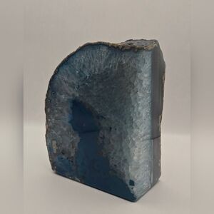 Large Dyed Blue Agate Geode Bookend 5.3 lb Crystal Slab